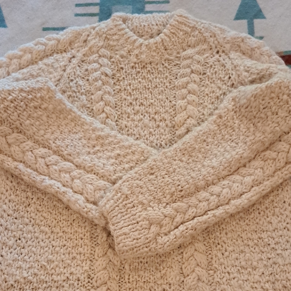 Handmade Fishermans Cable Knit Sweater  44, L